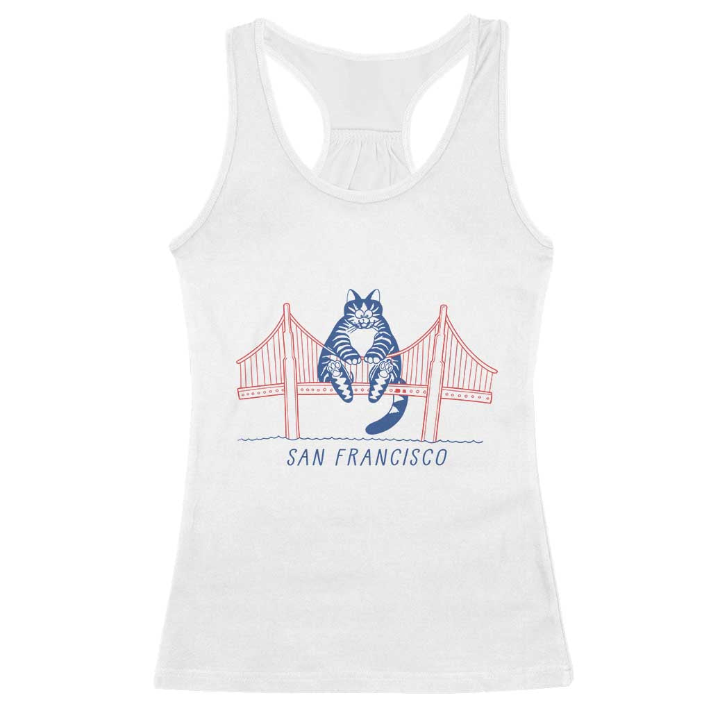 Funny Cat San Francisco Golden Gate Racerback Tank Top