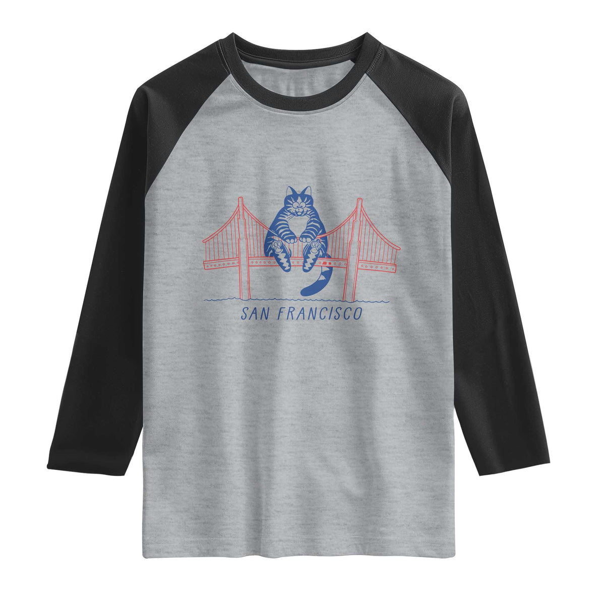 Funny Cat San Francisco Golden Gate Raglan Shirt