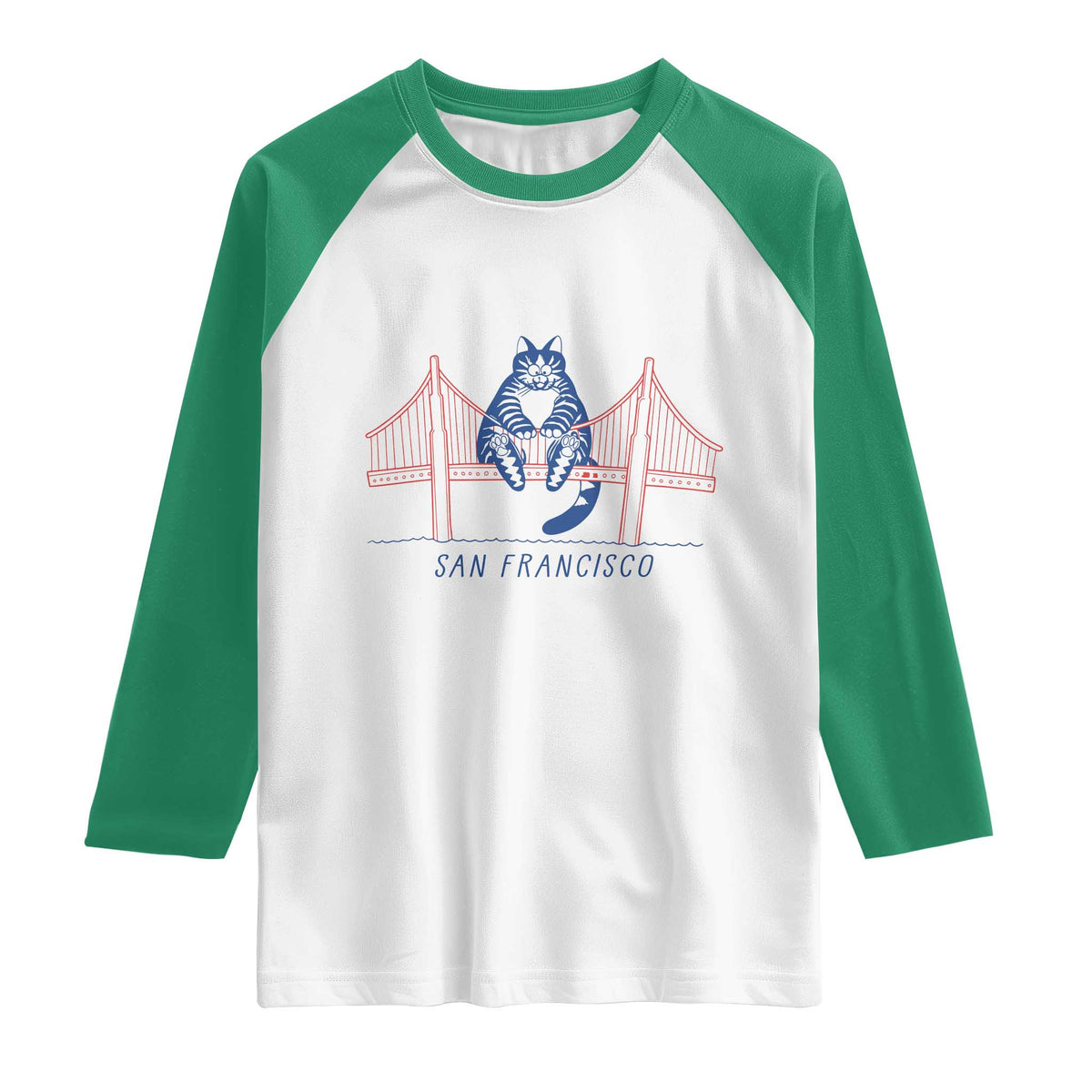 Funny Cat San Francisco Golden Gate Raglan Shirt