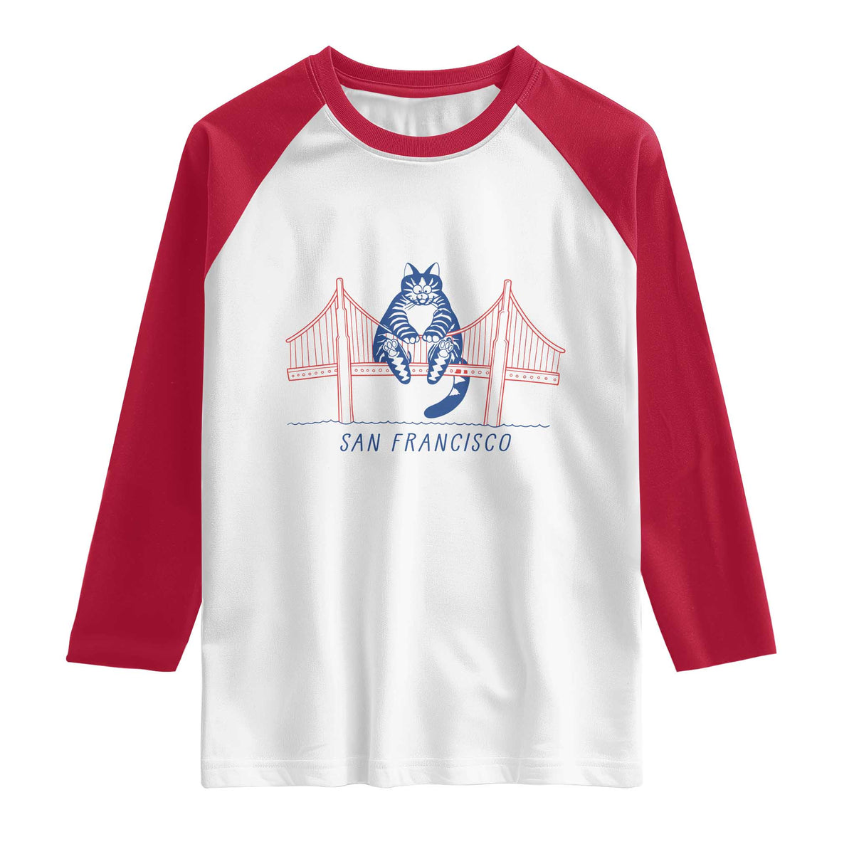 Funny Cat San Francisco Golden Gate Raglan Shirt