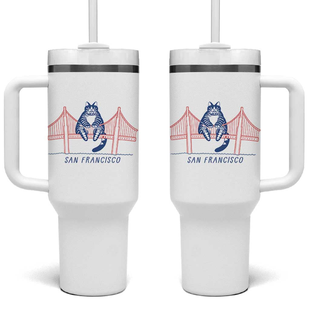 Funny Cat San Francisco Golden Gate Tumbler With Handle