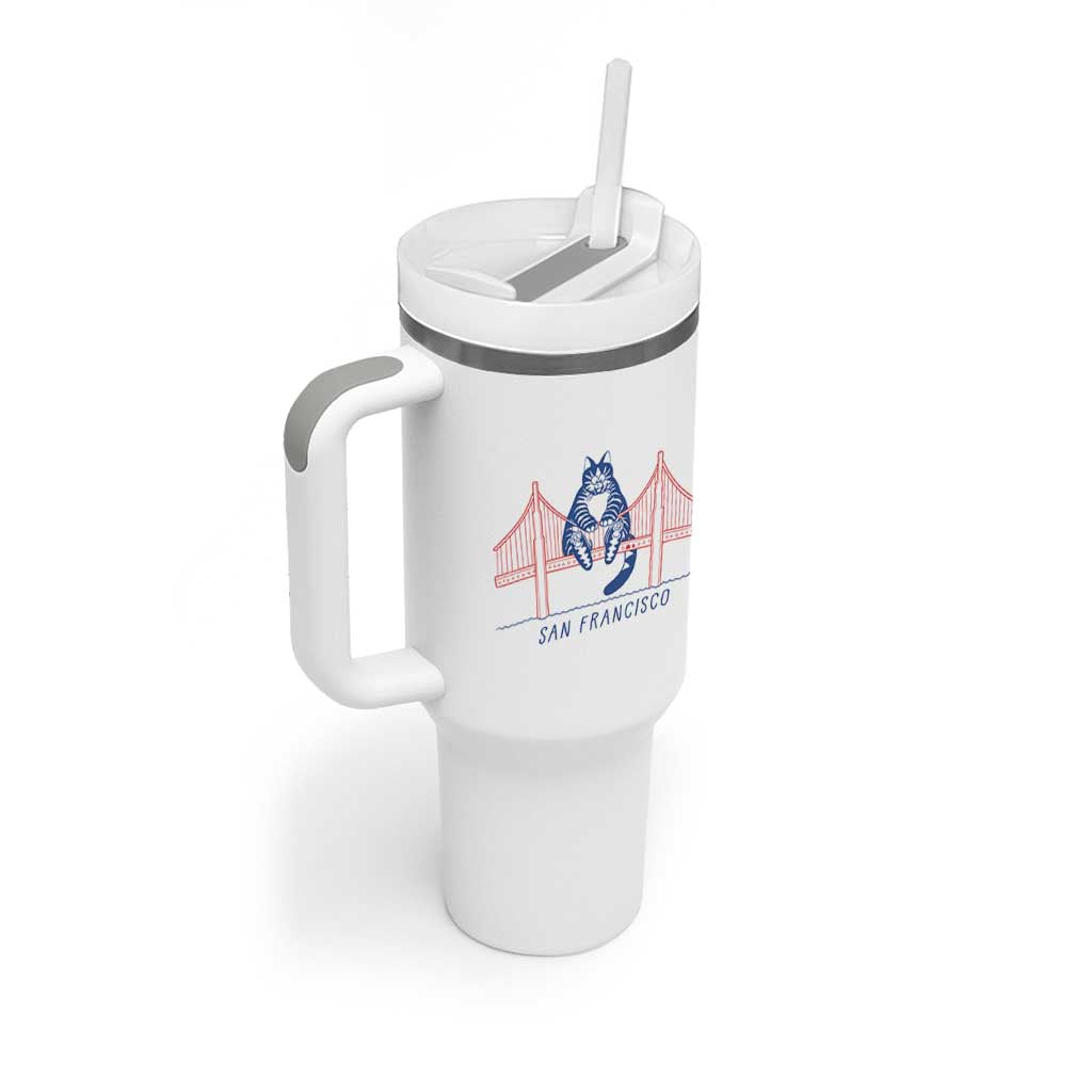 Funny Cat San Francisco Golden Gate Tumbler With Handle