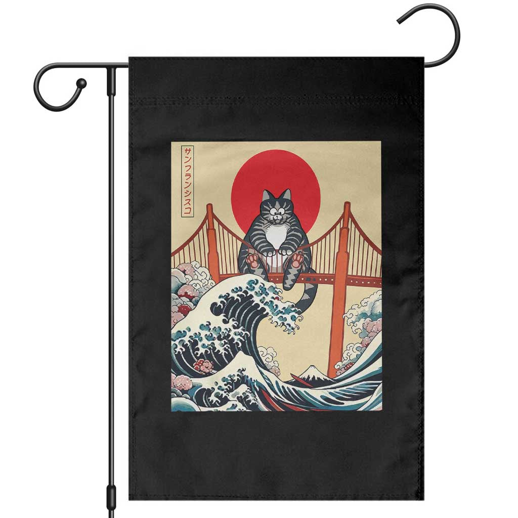 San Francisco Cat Garden Flag Vintage Japanese Anime Kawaii Cat Sunset