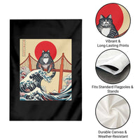 San Francisco Cat Garden Flag Vintage Japanese Anime Kawaii Cat Sunset