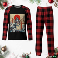 San Francisco Cat Plaid Pajama Set Vintage Japanese Anime Kawaii Cat Sunset