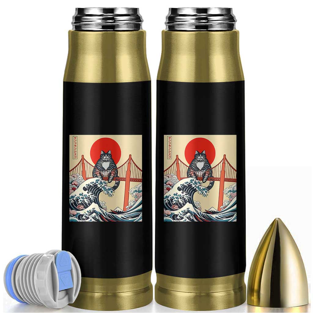 San Francisco Cat Bullet Tumbler Vintage Japanese Anime Kawaii Cat Sunset