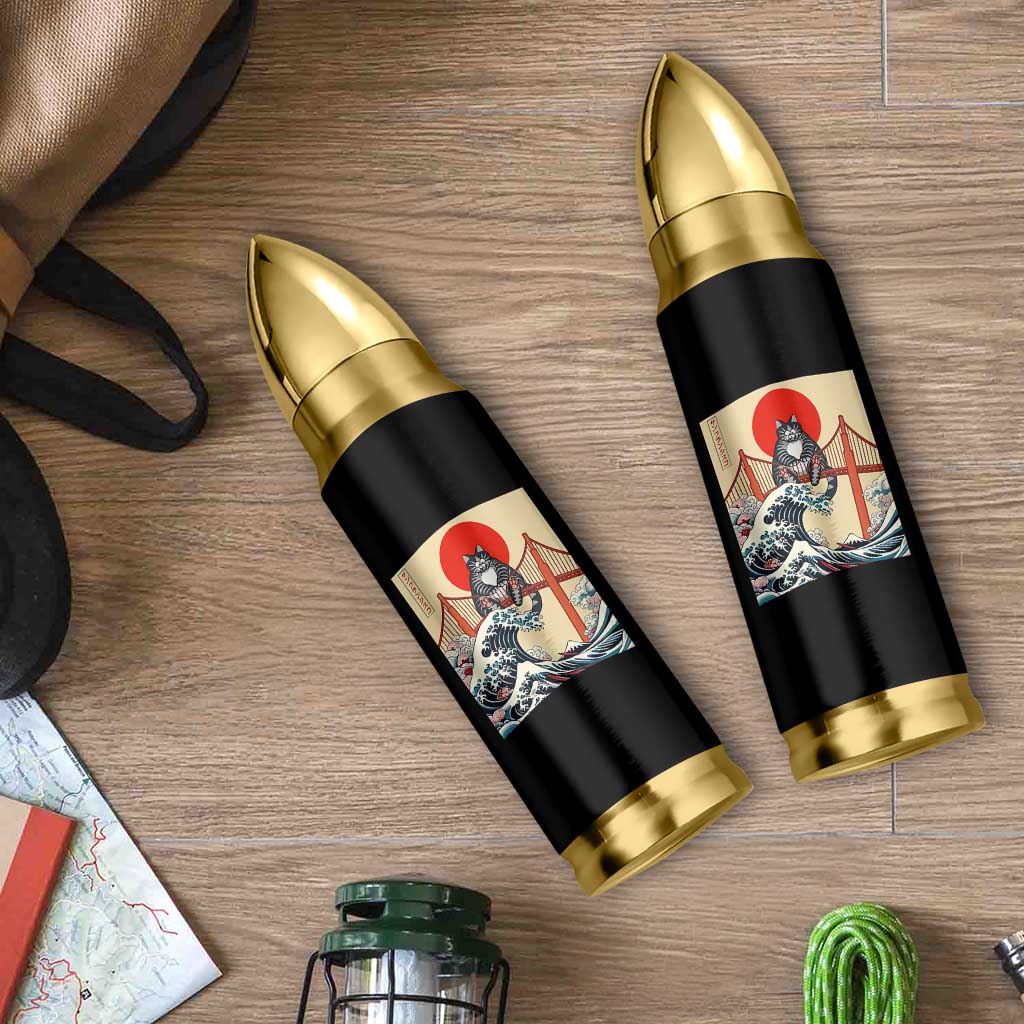 San Francisco Cat Bullet Tumbler Vintage Japanese Anime Kawaii Cat Sunset
