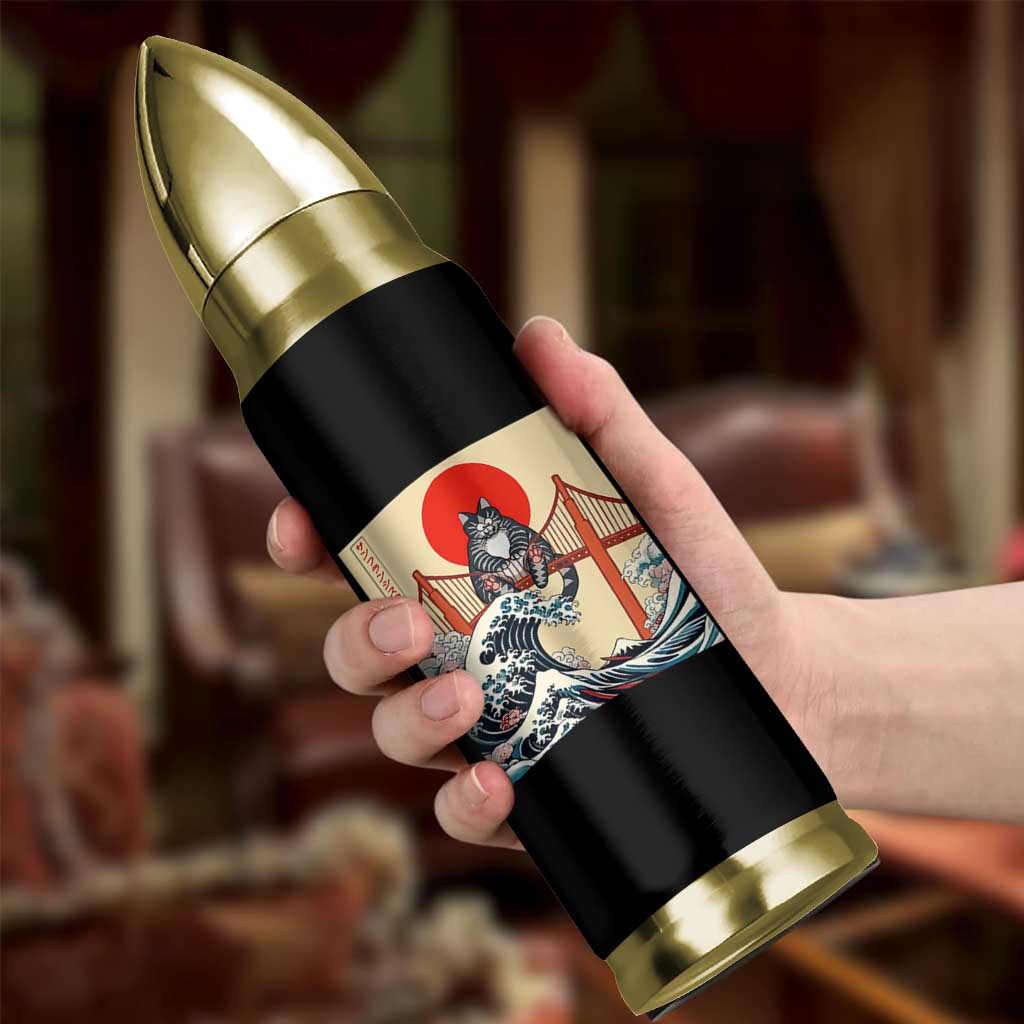 San Francisco Cat Bullet Tumbler Vintage Japanese Anime Kawaii Cat Sunset