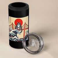 San Francisco Cat 4 in 1 Can Cooler Tumbler Vintage Japanese Anime Kawaii Cat Sunset