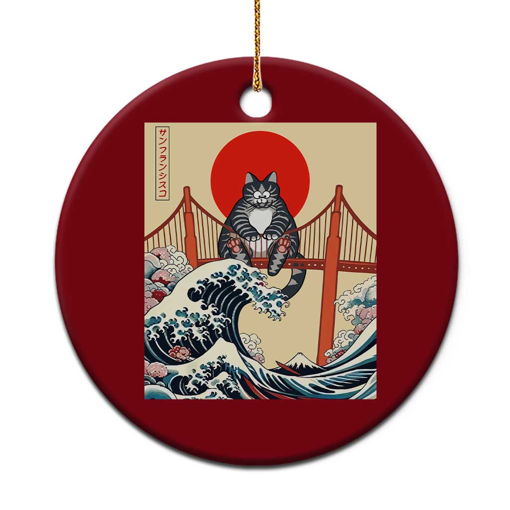 San Francisco Cat Ceramic Ornament Vintage Japanese Anime Kawaii Cat Sunset