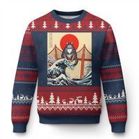San Francisco Cat Ugly Christmas Sweater Vintage Japanese Anime Kawaii Cat Sunset