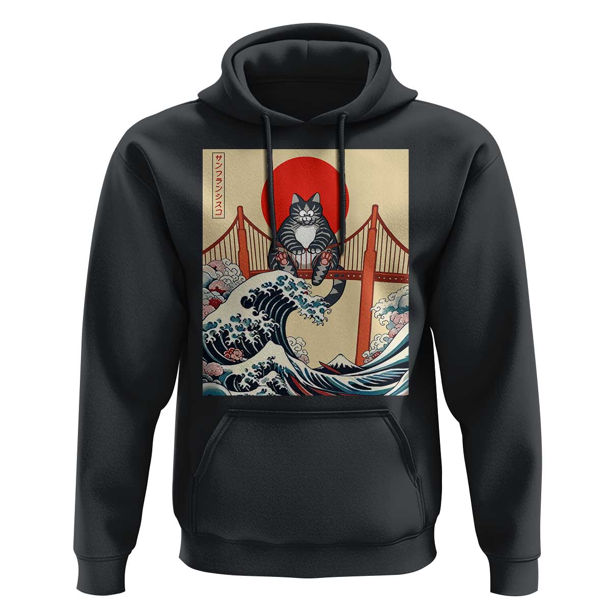 San Francisco Cat Hoodie Vintage Japanese Anime Kawaii Cat Sunset
