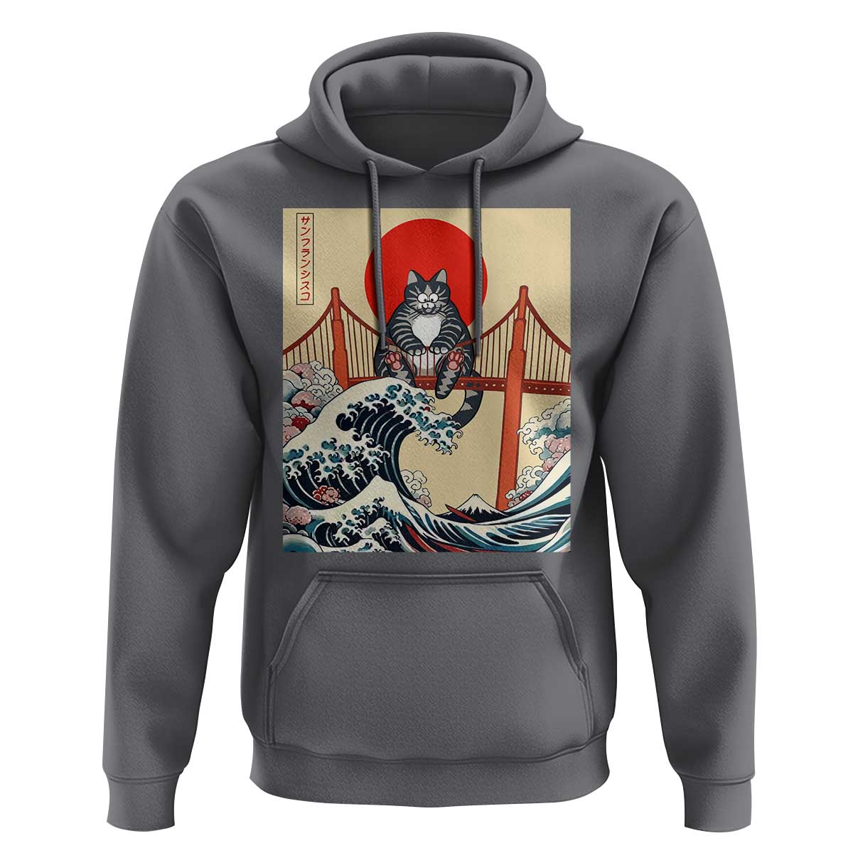 San Francisco Cat Hoodie Vintage Japanese Anime Kawaii Cat Sunset