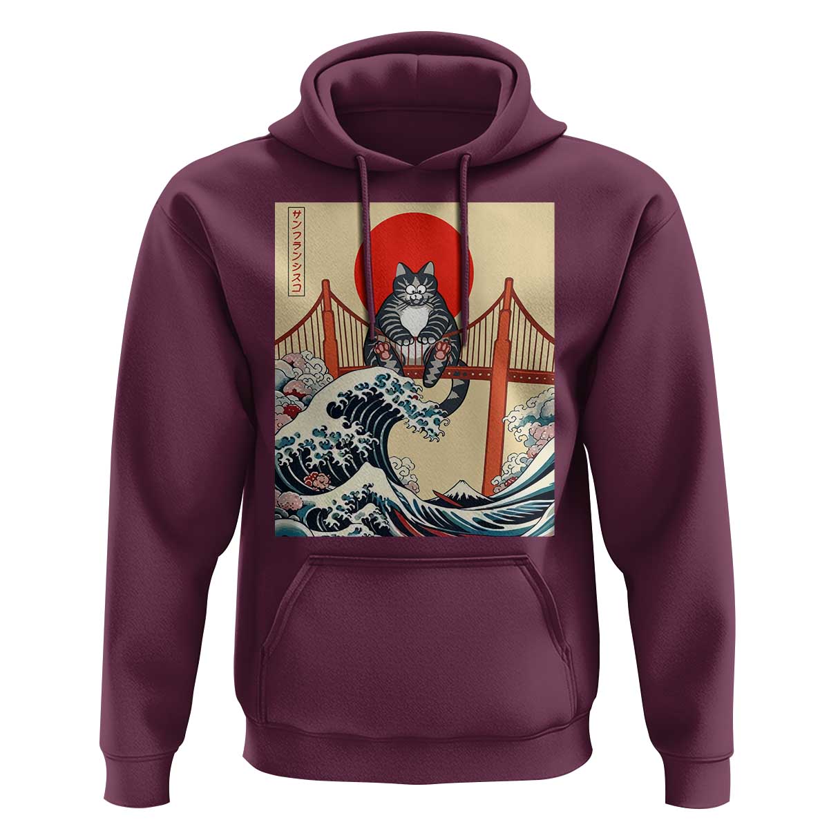 San Francisco Cat Hoodie Vintage Japanese Anime Kawaii Cat Sunset