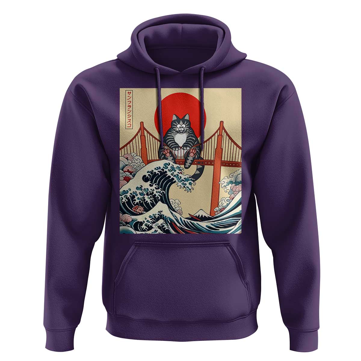 San Francisco Cat Hoodie Vintage Japanese Anime Kawaii Cat Sunset