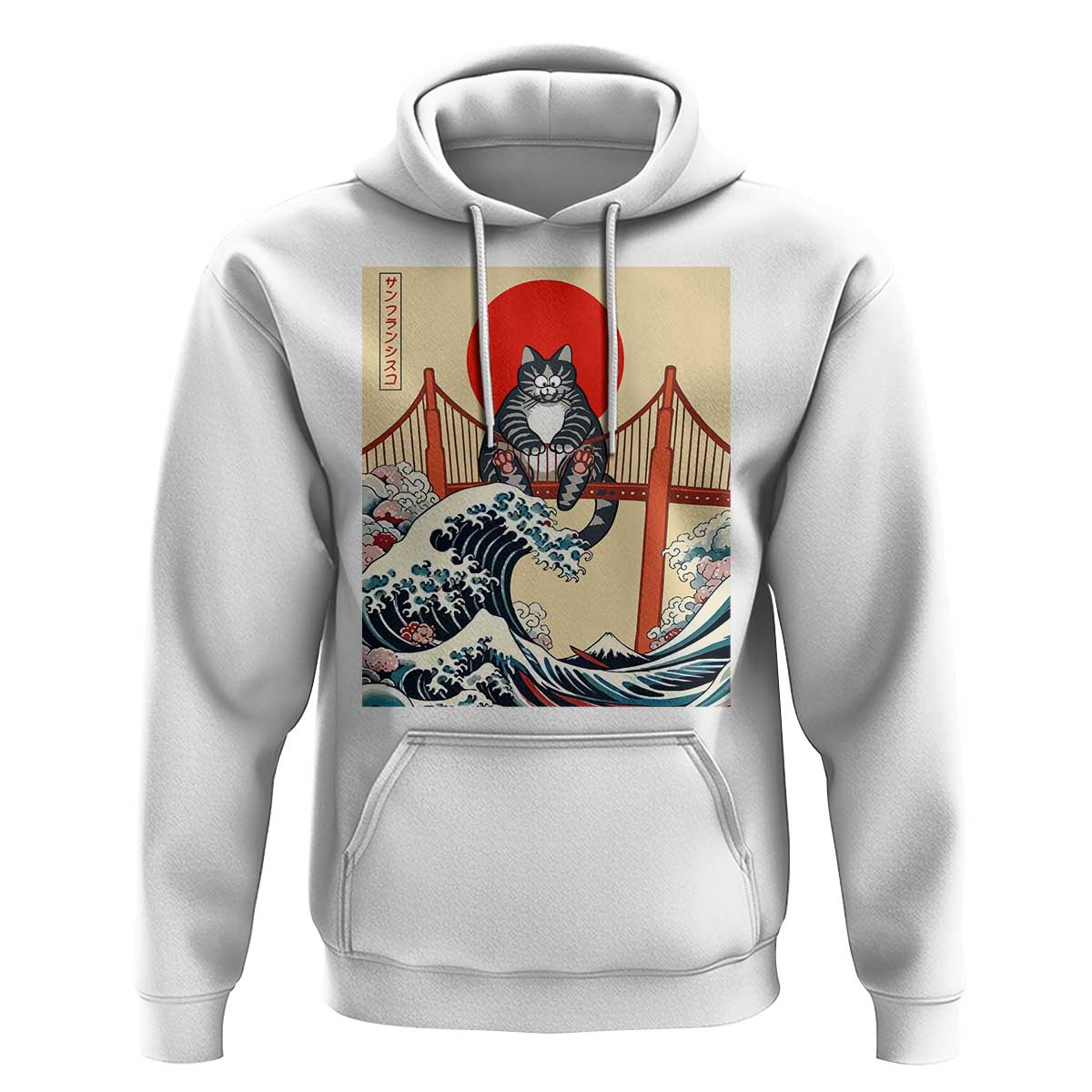 San Francisco Cat Hoodie Vintage Japanese Anime Kawaii Cat Sunset