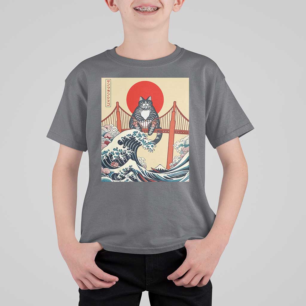 San Francisco Cat T Shirt For Kid Vintage Japanese Anime Kawaii Cat Sunset