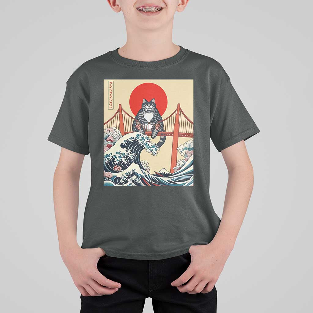 San Francisco Cat T Shirt For Kid Vintage Japanese Anime Kawaii Cat Sunset