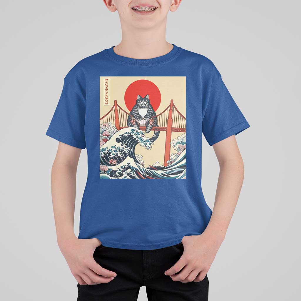San Francisco Cat T Shirt For Kid Vintage Japanese Anime Kawaii Cat Sunset