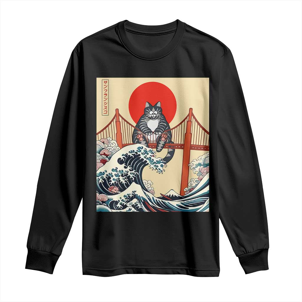 San Francisco Cat Long Sleeve Shirt Vintage Japanese Anime Kawaii Cat Sunset