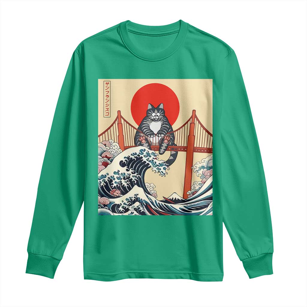 San Francisco Cat Long Sleeve Shirt Vintage Japanese Anime Kawaii Cat Sunset
