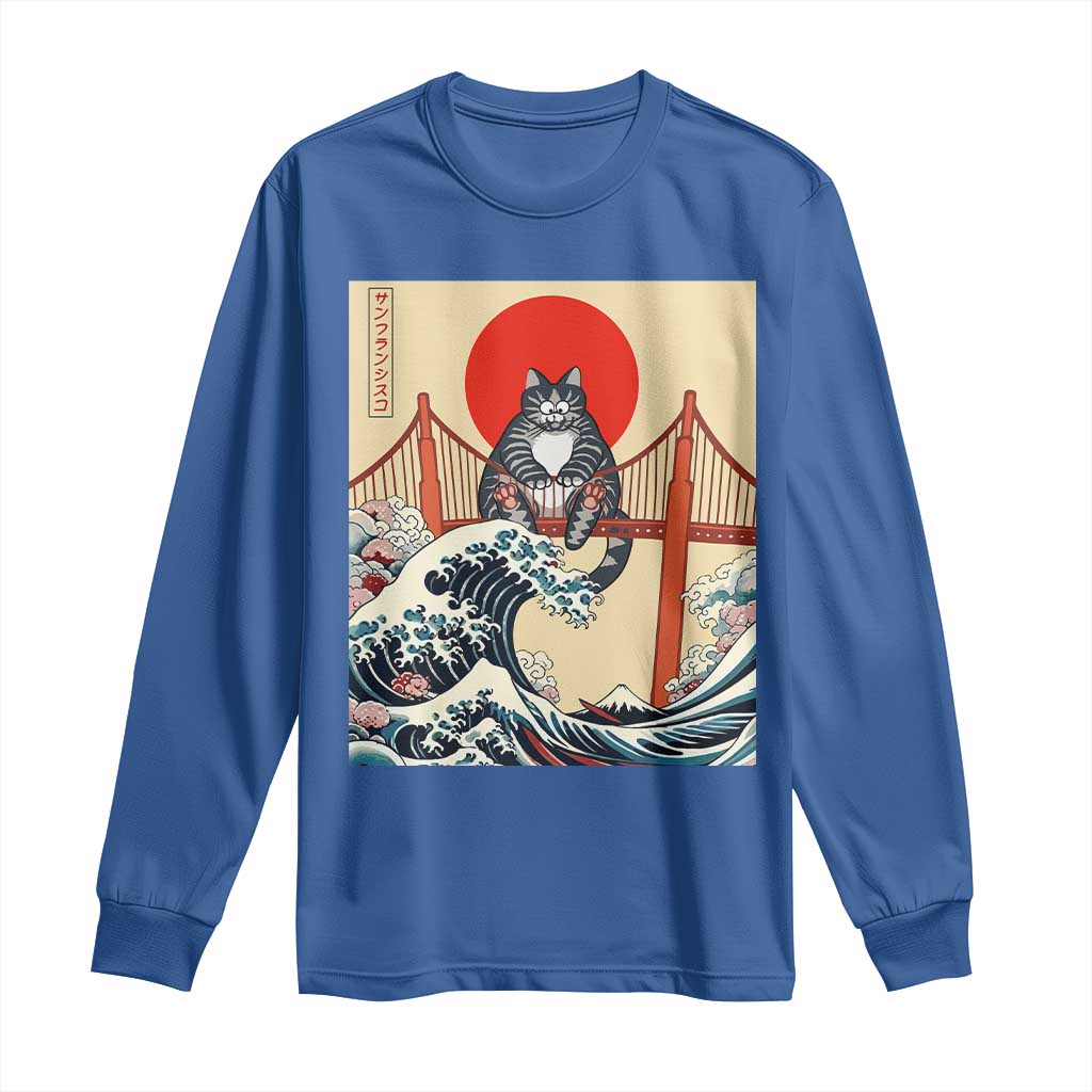 San Francisco Cat Long Sleeve Shirt Vintage Japanese Anime Kawaii Cat Sunset