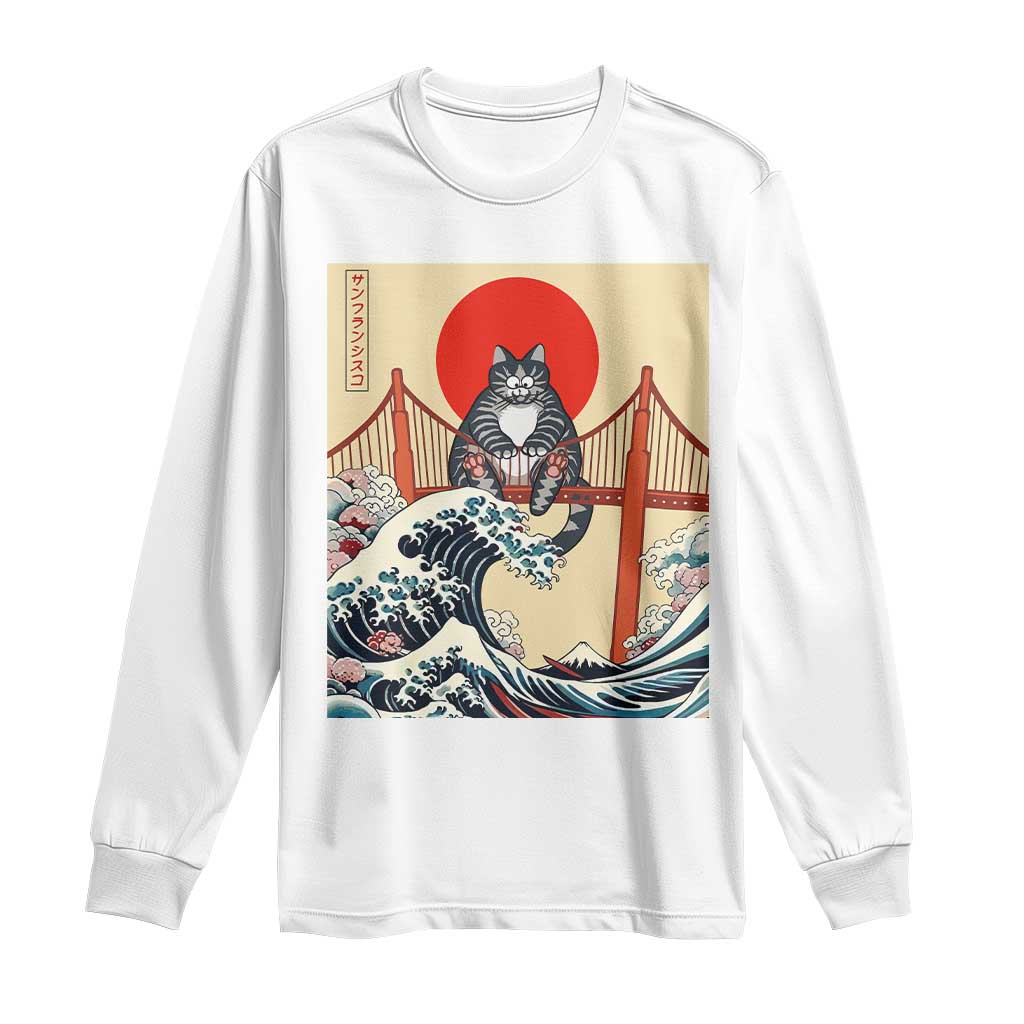 San Francisco Cat Long Sleeve Shirt Vintage Japanese Anime Kawaii Cat Sunset