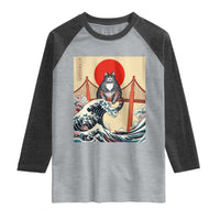 San Francisco Cat Raglan Shirt Vintage Japanese Anime Kawaii Cat Sunset