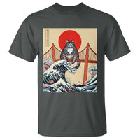 San Francisco Cat T Shirt Vintage Japanese Anime Kawaii Cat Sunset