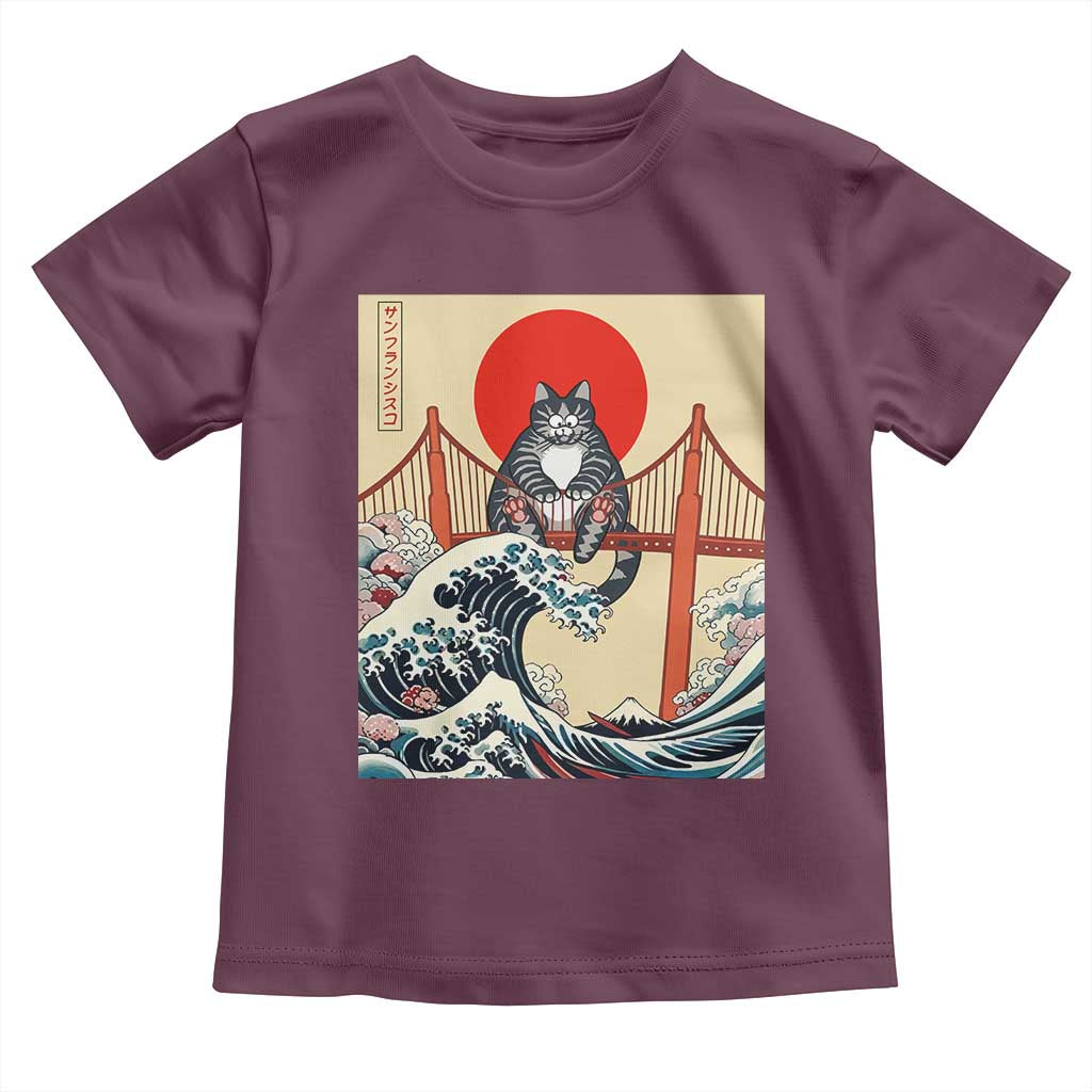 San Francisco Cat Toddler T Shirt Vintage Japanese Anime Kawaii Cat Sunset