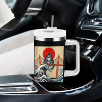 San Francisco Cat Tumbler With Handle Vintage Japanese Anime Kawaii Cat Sunset