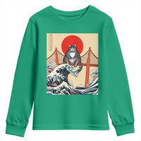 San Francisco Cat Youth Sweatshirt Vintage Japanese Anime Kawaii Cat Sunset