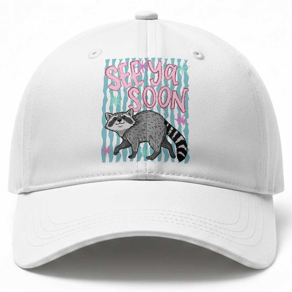 See Ya Soon Raccoon Baseball Cap Funny Last Day of School