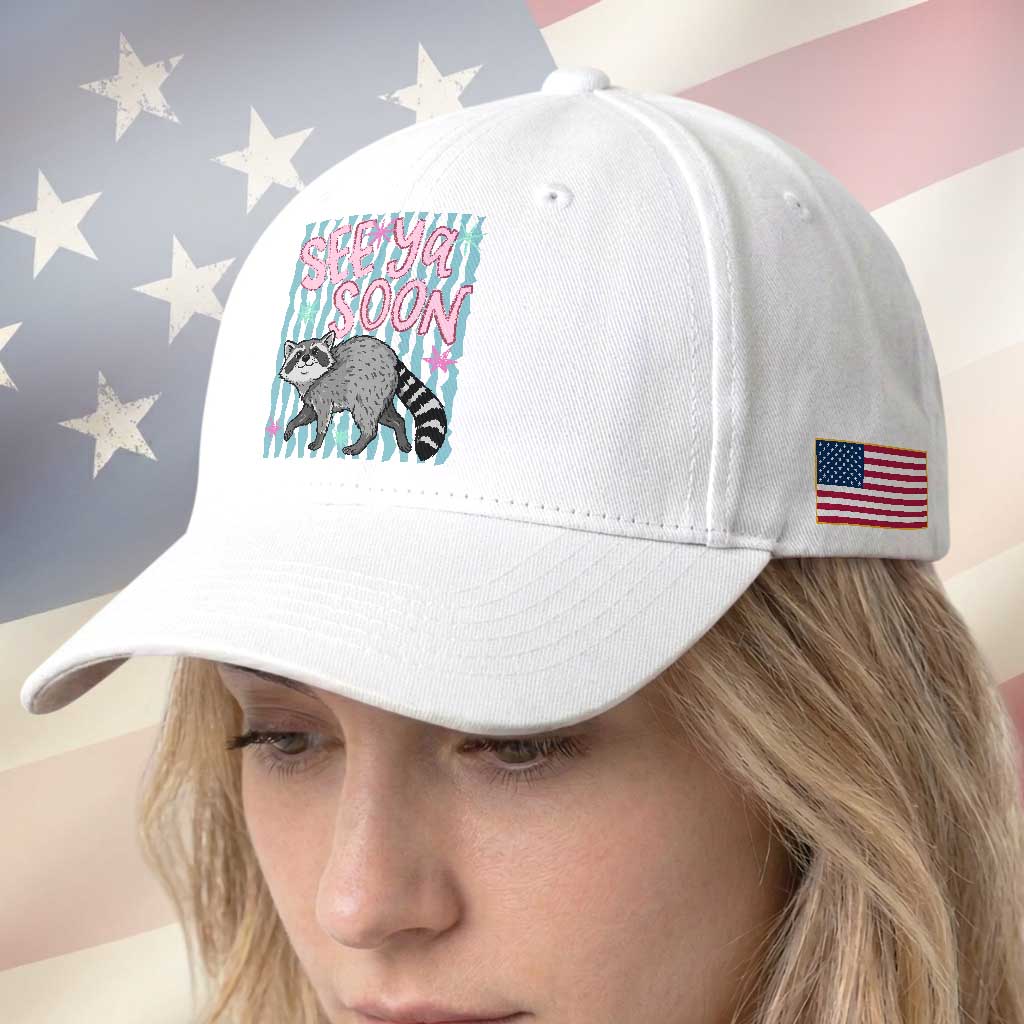 See Ya Soon Raccoon Baseball Cap Funny Last Day of School