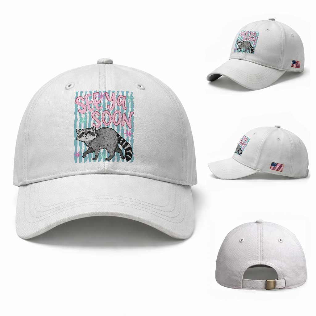 See Ya Soon Raccoon Baseball Cap Funny Last Day of School