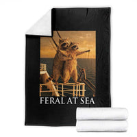 Vintage Feral At Sea Cruise Throw Blanket Funny Raccoon Parody Movie