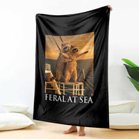 Vintage Feral At Sea Cruise Throw Blanket Funny Raccoon Parody Movie