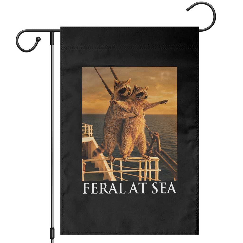 Vintage Feral At Sea Cruise Garden Flag Funny Raccoon Parody Movie
