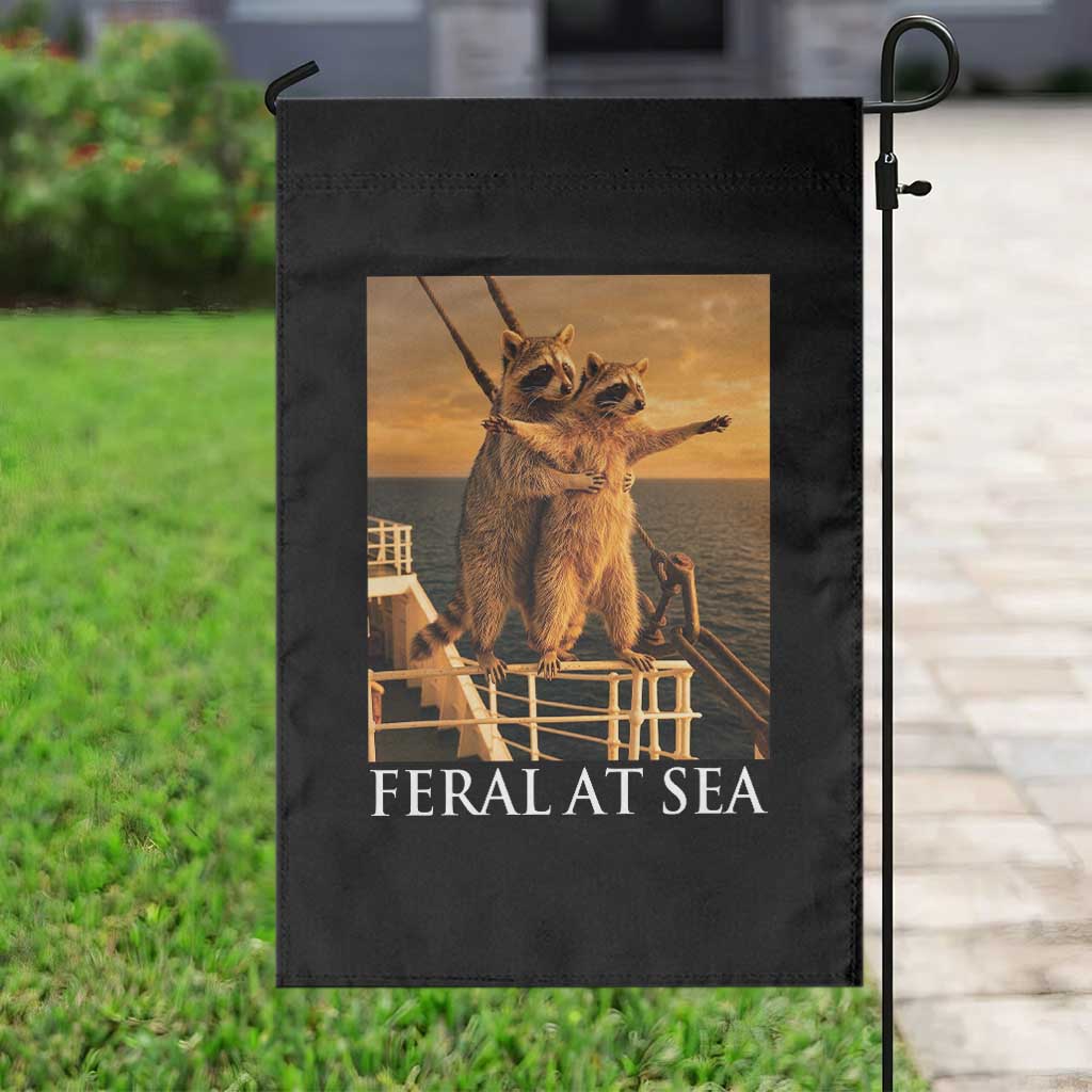 Vintage Feral At Sea Cruise Garden Flag Funny Raccoon Parody Movie
