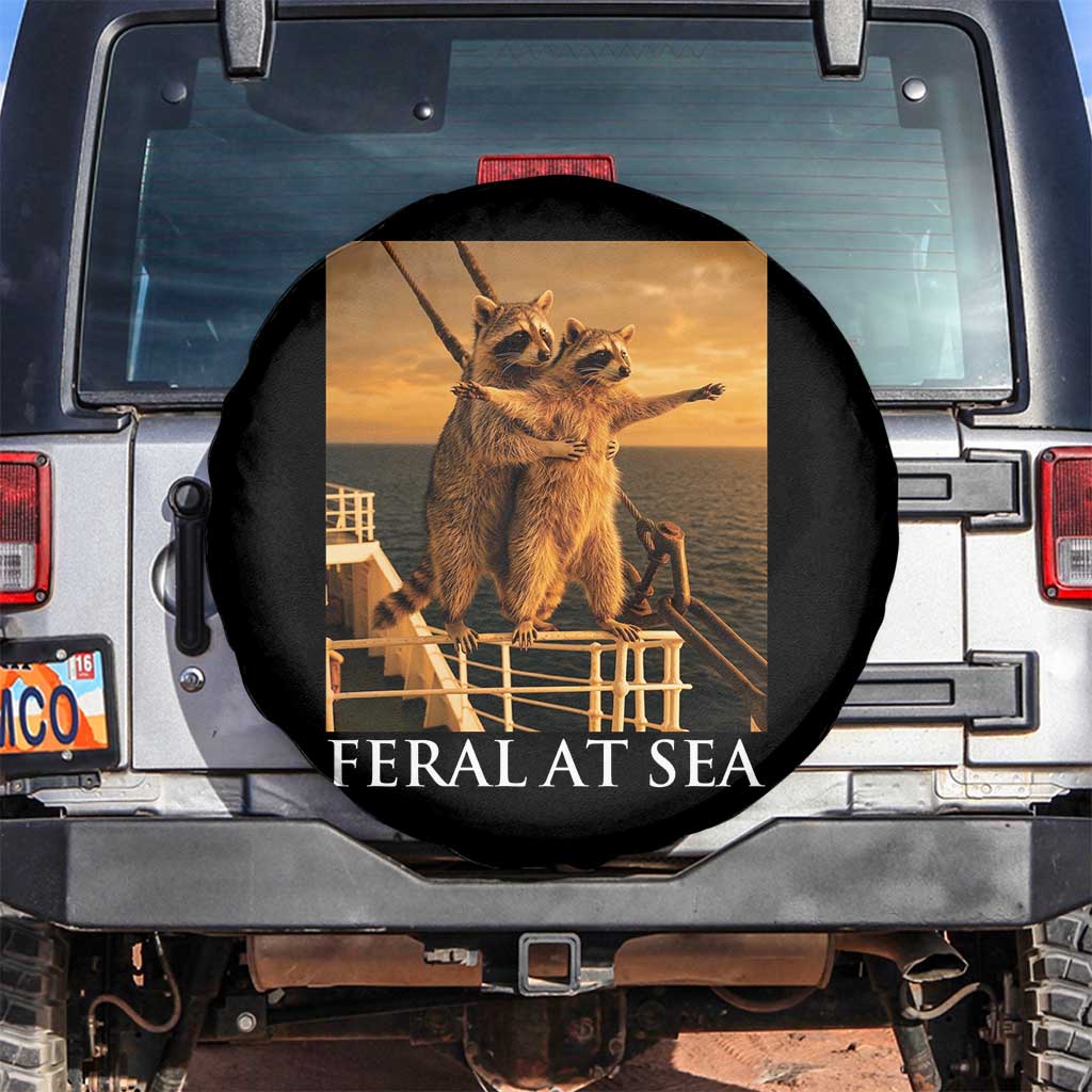 Vintage Feral At Sea Cruise Spare Tire Cover Funny Raccoon Parody Movie