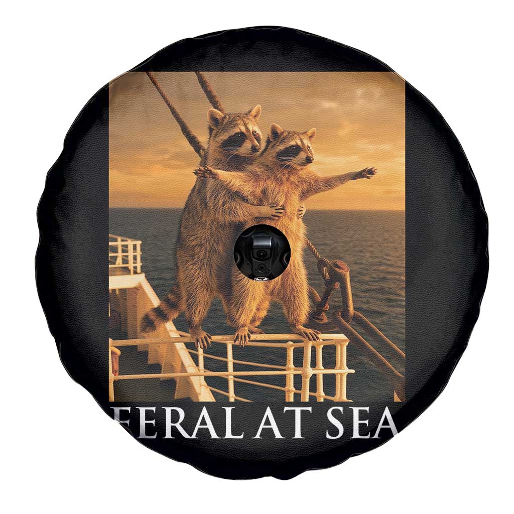 Vintage Feral At Sea Cruise Spare Tire Cover Funny Raccoon Parody Movie