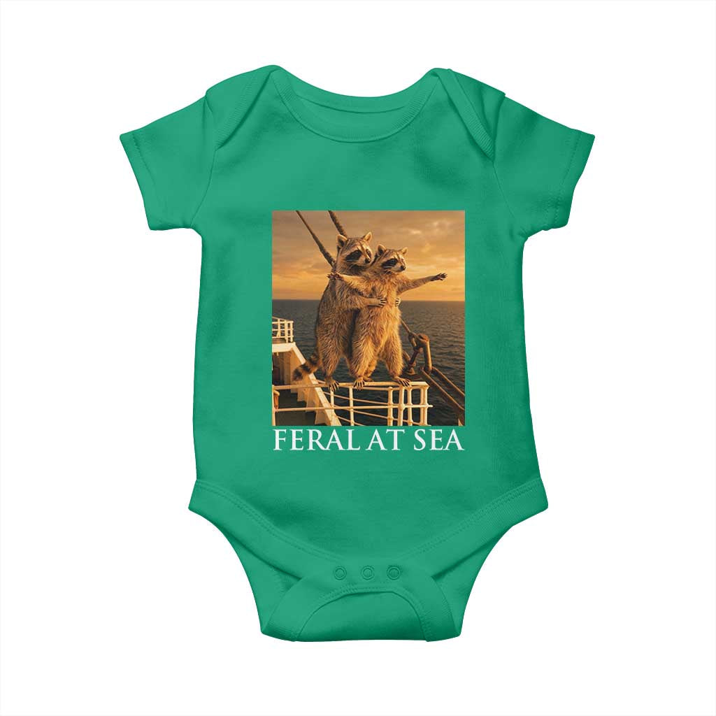 Vintage Feral At Sea Cruise Baby Onesie Funny Raccoon Parody Movie