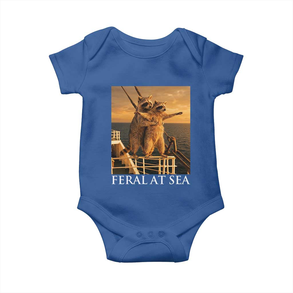 Vintage Feral At Sea Cruise Baby Onesie Funny Raccoon Parody Movie