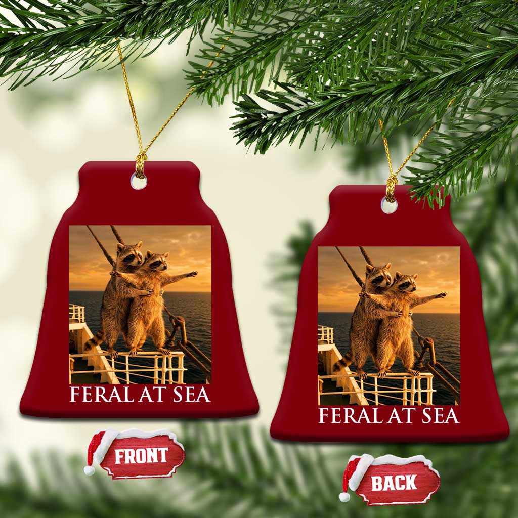 Vintage Feral At Sea Cruise Ceramic Ornament Funny Raccoon Parody Movie