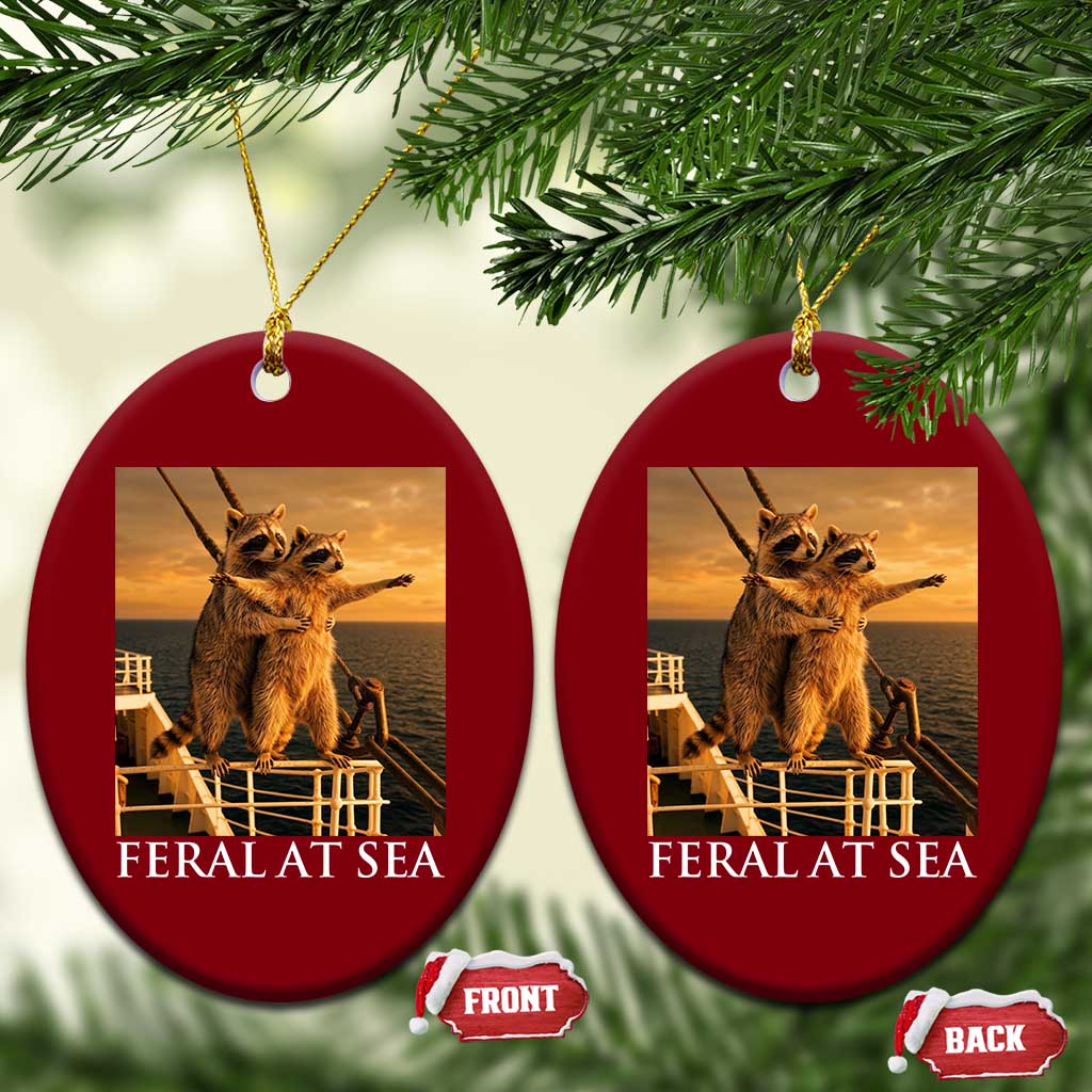Vintage Feral At Sea Cruise Ceramic Ornament Funny Raccoon Parody Movie
