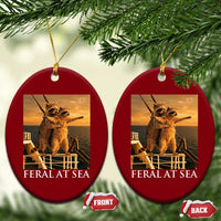 Vintage Feral At Sea Cruise Ceramic Ornament Funny Raccoon Parody Movie