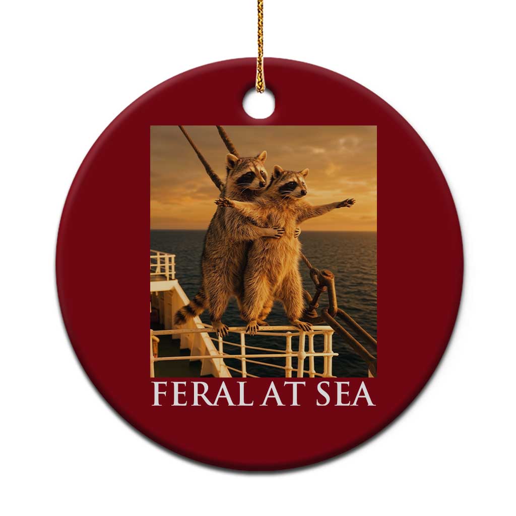 Vintage Feral At Sea Cruise Ceramic Ornament Funny Raccoon Parody Movie