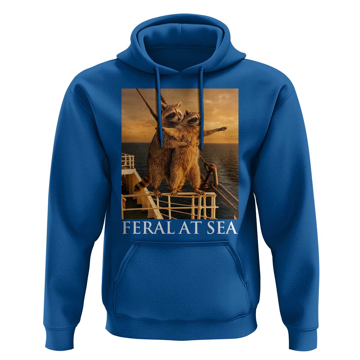 Vintage Feral At Sea Cruise Hoodie Funny Raccoon Parody Movie