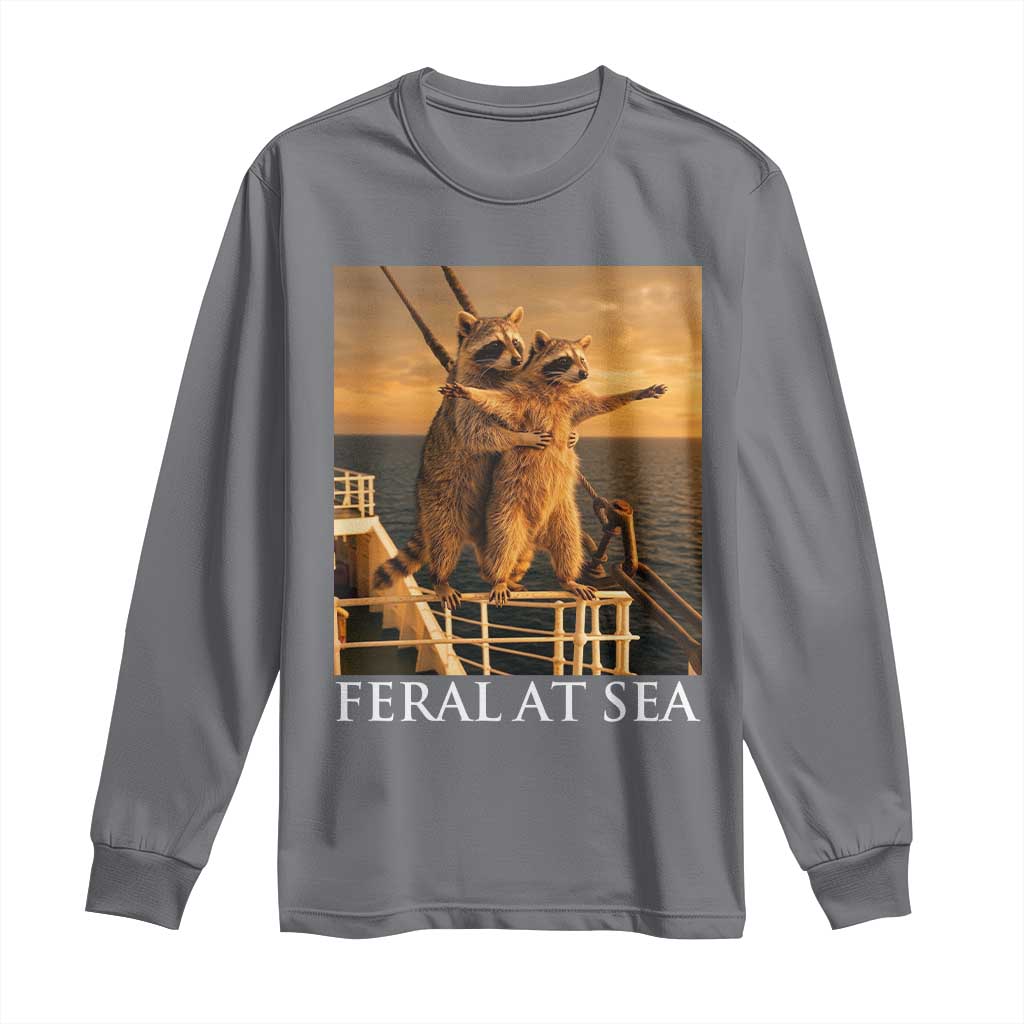 Vintage Feral At Sea Cruise Long Sleeve Shirt Funny Raccoon Parody Movie