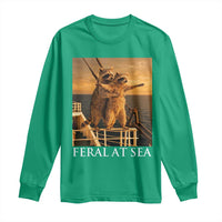 Vintage Feral At Sea Cruise Long Sleeve Shirt Funny Raccoon Parody Movie